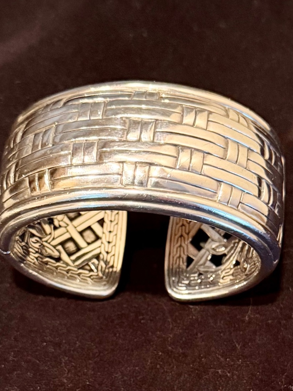 Rare John Hardy Sterling Silver Basket Weave Wide Cuff Bracelet • 154 Grams